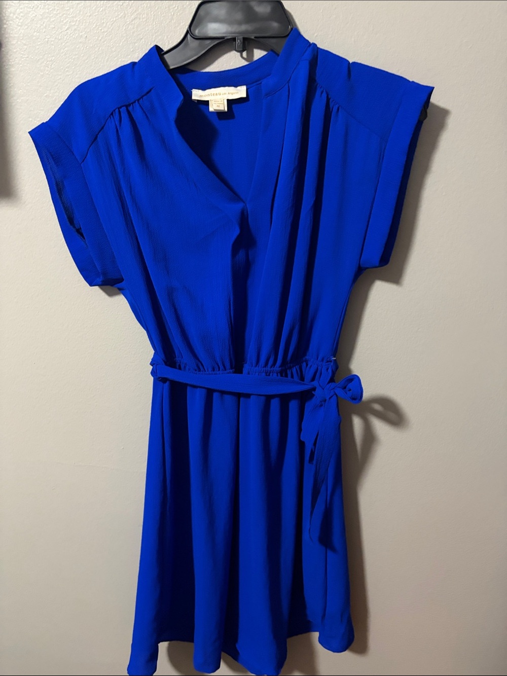 Monteau Royal Blue Tie-Waist Mini Dress